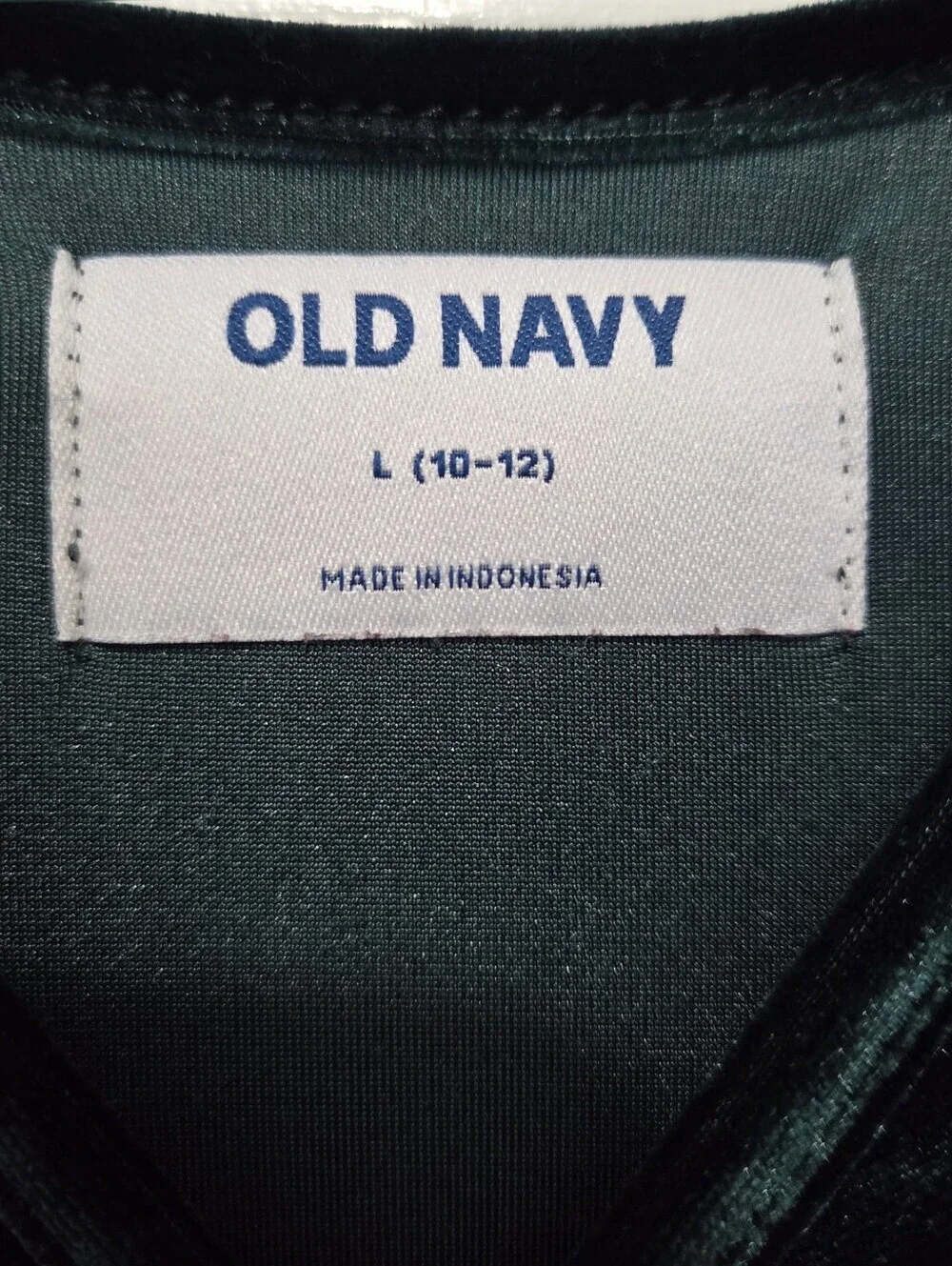 Old Navy Girls Dark Green Velvet Short-Sleeve Dress Size Large 10/12 Y2k Holiday